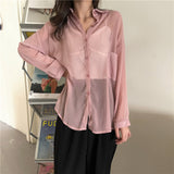 【8色展開】サンカットシースルーシャツ