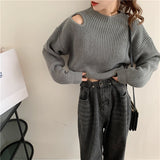 ショルダーカットリブニット