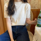 モックネックカラーTシャツ