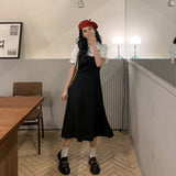 フェイクレイヤードパフスリーブワンピース