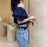 オフショルダーフリルトップス