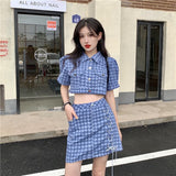 千鳥柄半袖ジャケットセットアップ