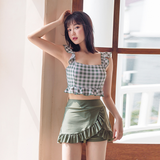 グリーンギンガムスイムウェア