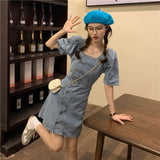 ウェストカットデニムワンピース