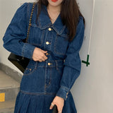 オータムガーリーレトロデニムセットアップ