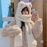 マフラー付きクマ耳ハット