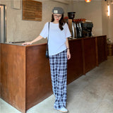 チェックワイドパンツセット