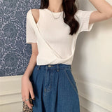 アシメデザインリブトップス