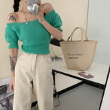 オフショルダーサマーニット