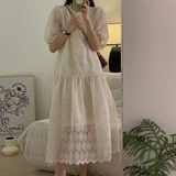 総レースパフスリーブワンピース