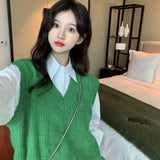 Vフロントオーバーラップニットベスト