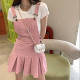 ピンクデニムオーバーオールスカート