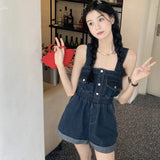 デニムショートオールインワン