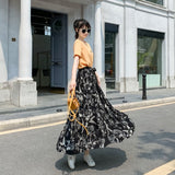 花柄フレアロングスカート