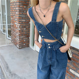 デニムベストビスチェ&ハイウエストブルーデニム