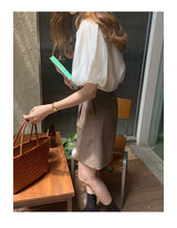 パフスリーブシフォンブラウス