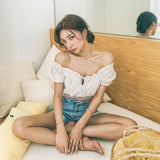 オフショル切り替えスイムウェア