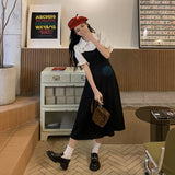 フェイクレイヤードパフスリーブワンピース