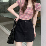 インナーパンツ付きカラーデニムスカート