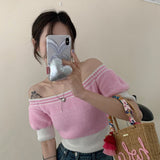 オフショルダーサマーニット