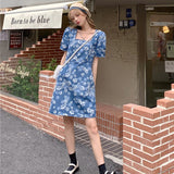 花柄デニムワンピース