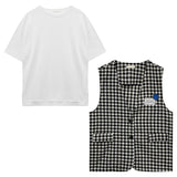 ギンガムチェックジレ