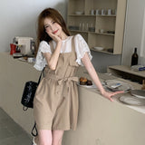 ウェストリボンオールインワン+フリル袖ブラウス【単品販売】