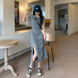 ハイスリットカットソーワンピース