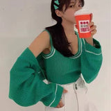 ニットタンクトップ+ボレロカーディガン