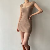 パールボタンカーディガン&ニットワンピセット