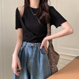 アシメデザインリブトップス