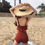 フリルニットタンキニ水着セットアップ