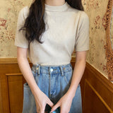 モックネックカラーTシャツ