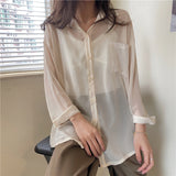 【8色展開】サンカットシースルーシャツ