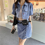 千鳥柄半袖ジャケットセットアップ