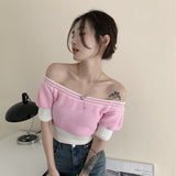 オフショルダーサマーニット