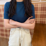 モックネックカラーTシャツ