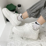 デザインソール厚底ホワイトスニーカー