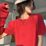 アームウォーマー付きニット