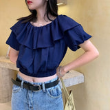 オフショルダーフリルトップス