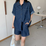 ハーフデニムシャツセットアップ