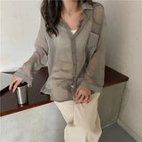 【8色展開】サンカットシースルーシャツ