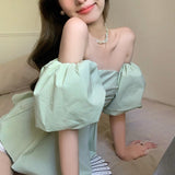 パフスリーブオフショルトップス