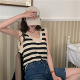 ボーダーニットタンクトップ