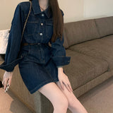 ウエストマークデニムシャツワンピース