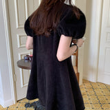 アームウォーマー付きニットニットワンピース