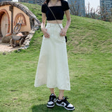 ステッチ風デニムロングスカート