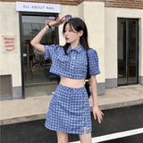 千鳥柄半袖ジャケットセットアップ