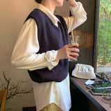 【7色展開】シンプルVネックベスト