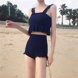 フリルニットタンキニ水着セットアップ